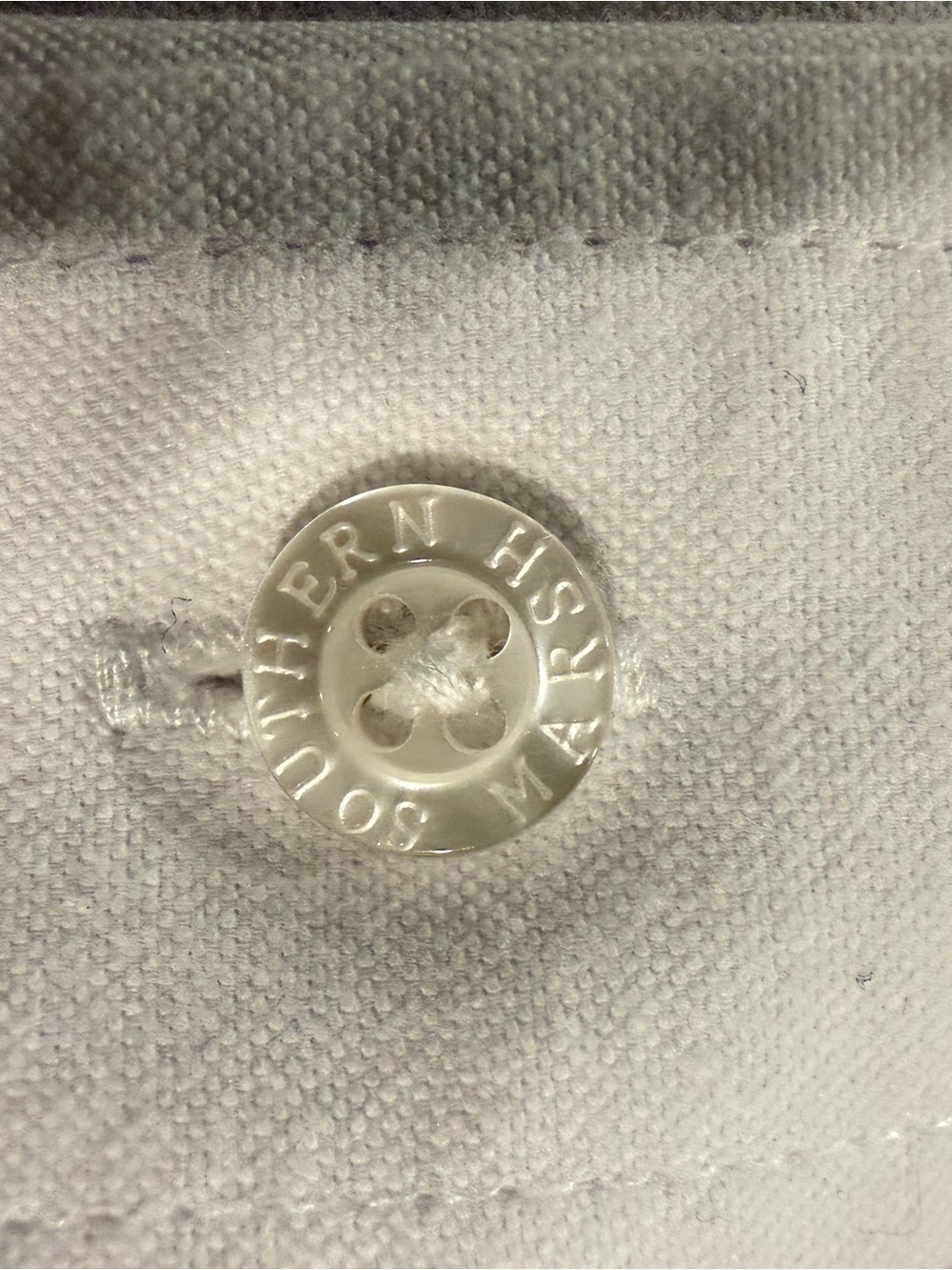 Southern Marsh Men's White Button-Down Shirt with Yellow Logo - Picture 3 of 7